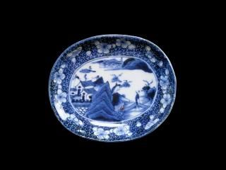 大聖寺伊万里金襴手描分花に青海波八角5寸皿2枚D931AS-CRx