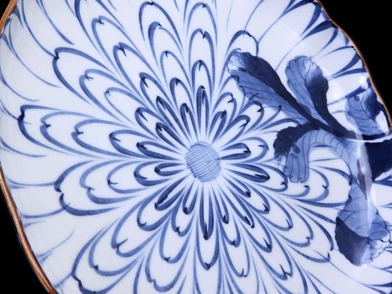 古伊万里 染付 菊花模様図 7寸半皿