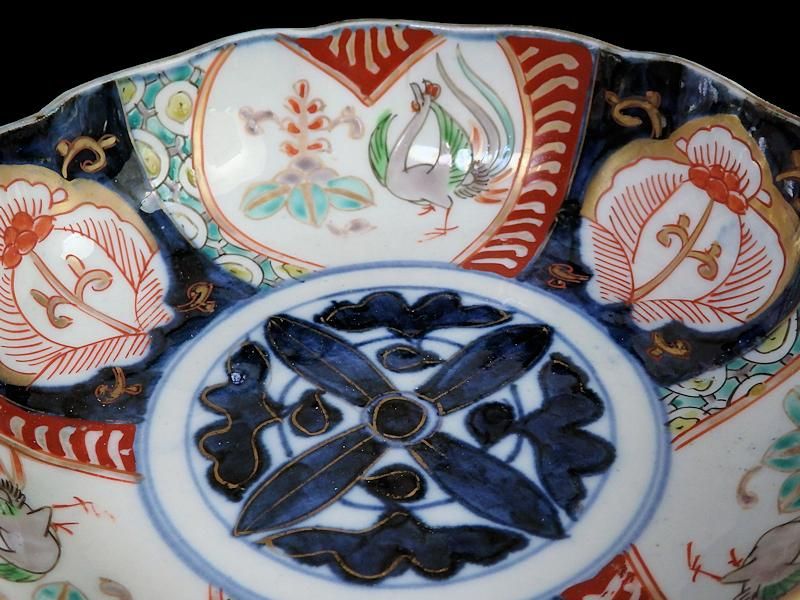 古伊万里 色絵 桐に鳳凰 花の図 膾皿 2客セット