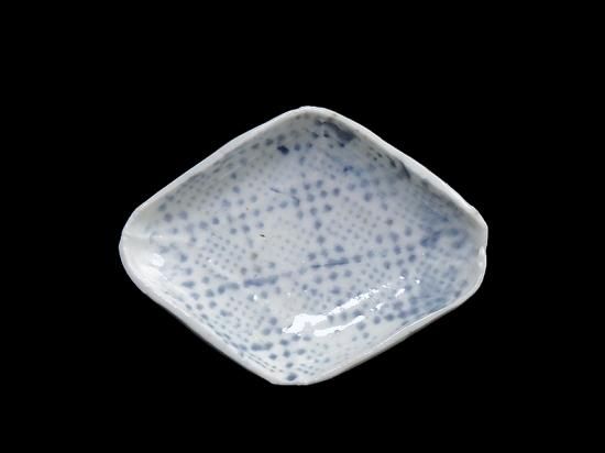 品番 t-0395 注文 古伊万里 菱形皿B 染付 紙刷り印判 印判 時代 変形皿