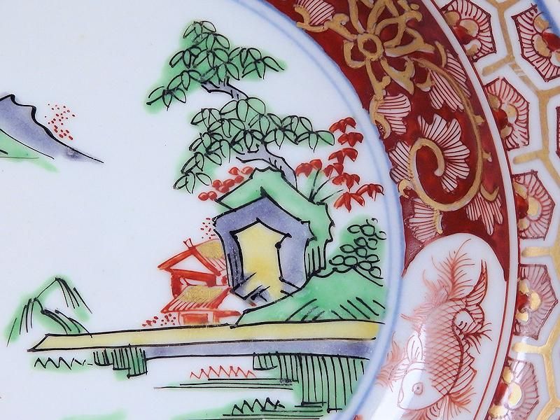 大聖寺伊万里 金襴手 金唐草に亀甲紋の図 4寸皿 5枚