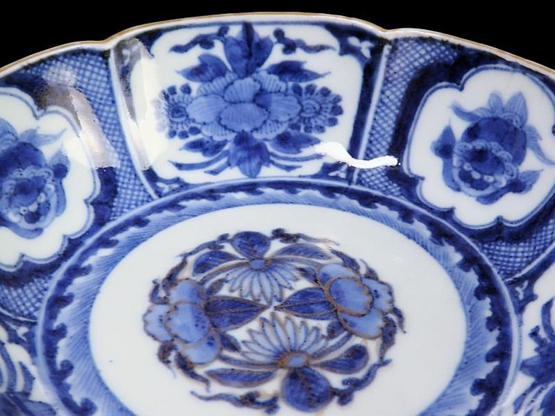 古伊万里 染付 花に獅子の図 膾皿 5枚セット