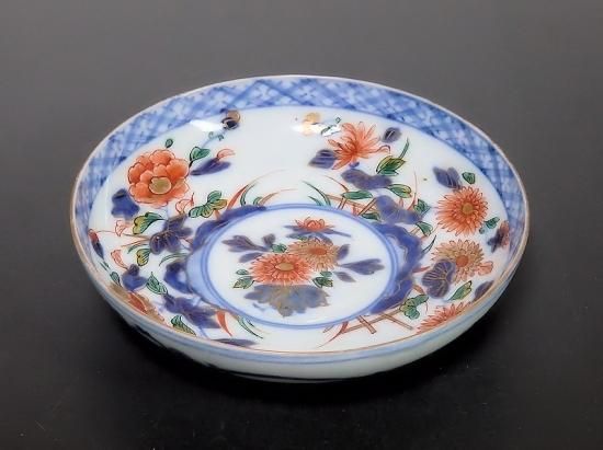 大聖寺伊万里 金襴手 寿紋に捻り輪花菊皿 4寸皿 5客 D820AS-CUy 大聖寺