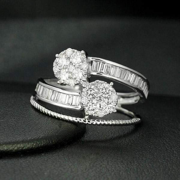 ホワイトゴールドメレ ダイヤモンド K18WG指輪11.7g ホワイトゴールド