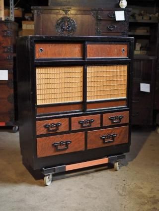 1112 アンティーク 無骨な小箪笥 収納棚 引き出し 陳列台 ケース