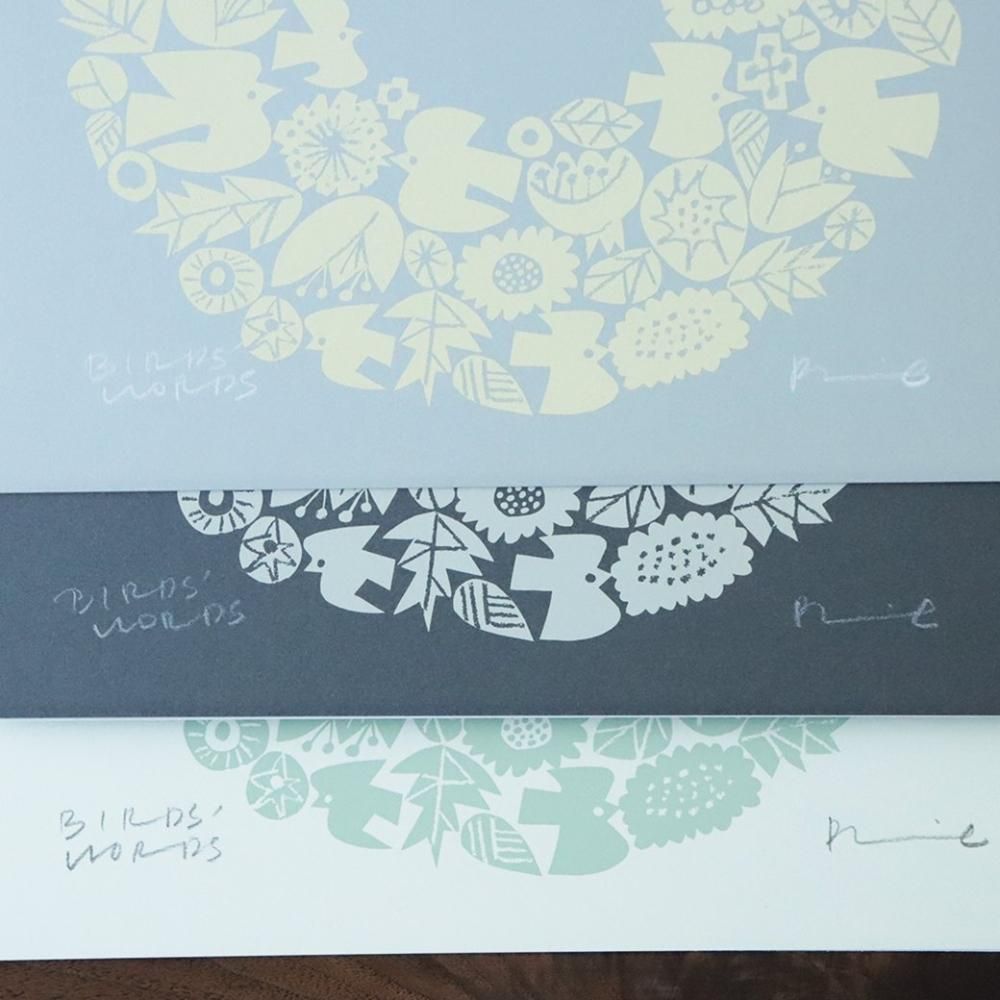 バーズワーズ/シルクスクリーン20cm/WREATH/グレージュ ｜三島家具