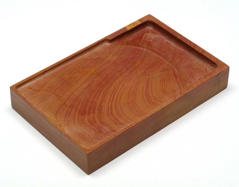 紅絲石龍紋門字硯』 紅絲硯 双龍紋 高士図 賢人図 黒山石 箱無し 紅絲