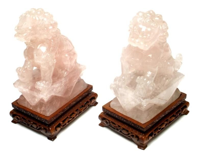 中国美術 水晶玉乗獅子 万事如意刻印 置物 老水晶彫 古水晶 唐物 古