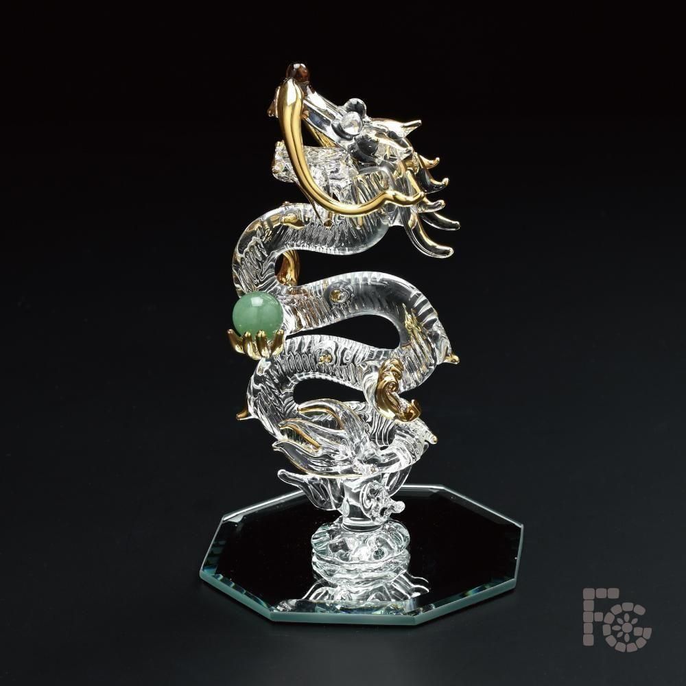 ガラス細工｜天然石昇り龍翡翠｜フォーカートグラスワークスガラス