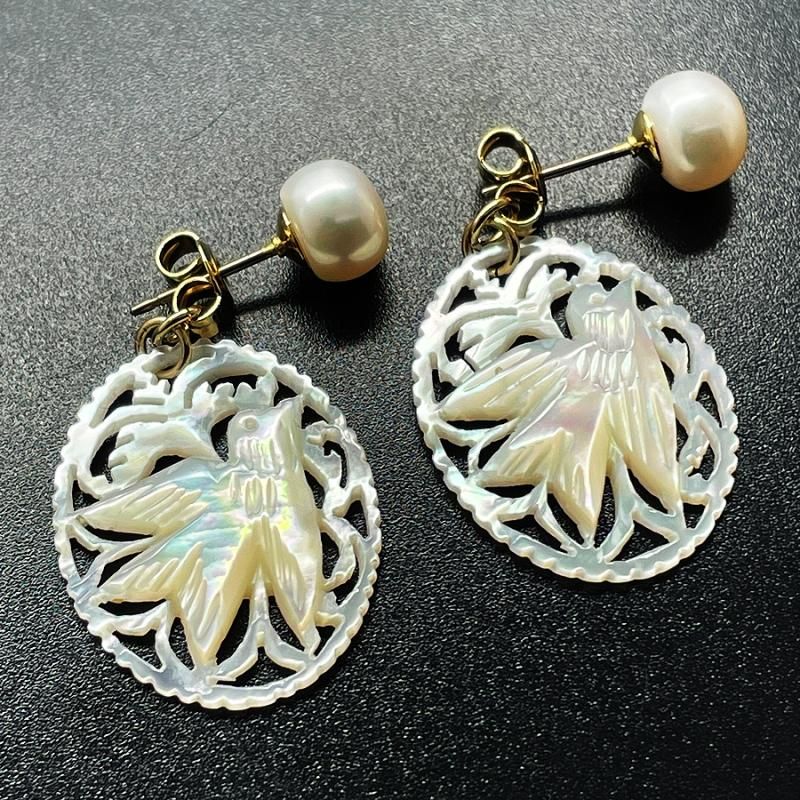 ベツレヘムパール Small Oval | 鳥・イヤリング・ピアス - CO-【コー