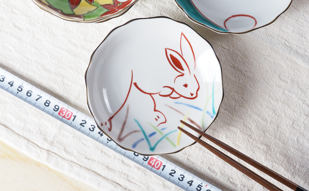 4.2号皿揃（13.3cm） 花うさぎ 5枚セット