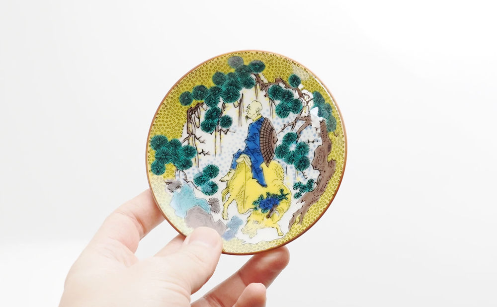 古九谷 九谷焼 青九谷 吉田屋 豆皿 蔵出し 輪華皿 華の図 5種 5客古