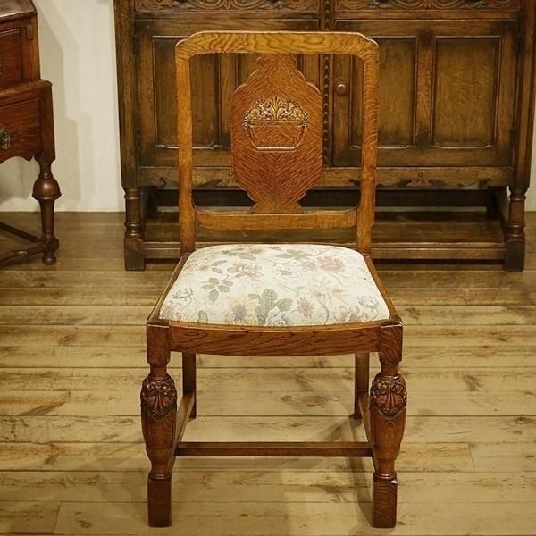 イギリス アンティーク 家具 ダイニング チェア オーク材 椅子 英国