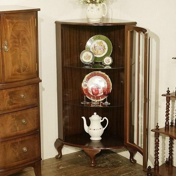 イギリス アンティーク 家具 コーナーサイドテーブル 猫脚 木製 6911d