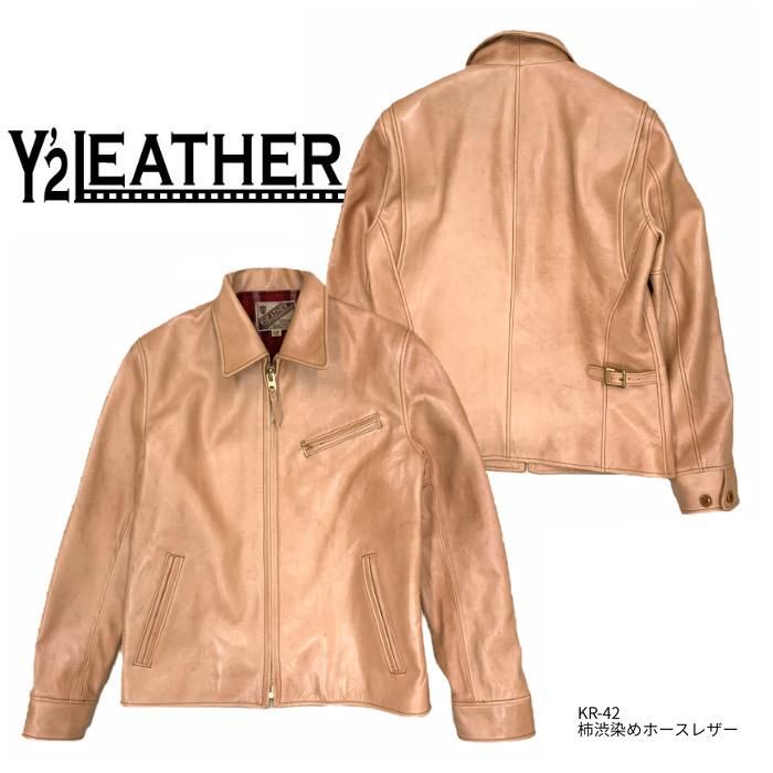 Y'2 LEATHER/ワイツーレザー】 レザージャケット/ KR-42柿渋ホース