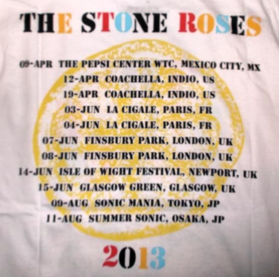 ストーン ローゼス Tシャツ Stone Roses Tour 2013 白 正規品 バンドT