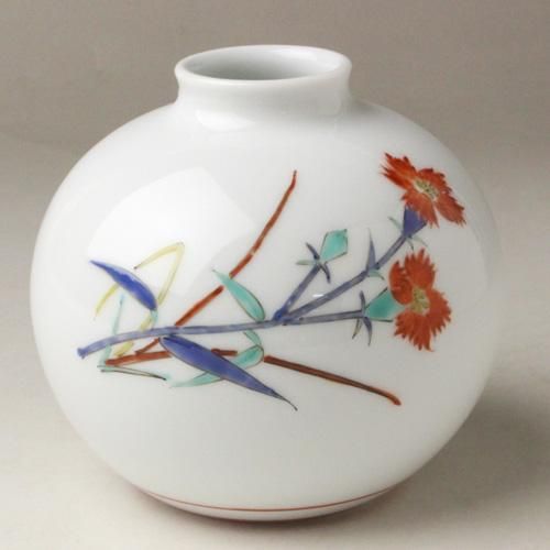 十三代 柿右衛門窯 錦撫子文花入 （小）