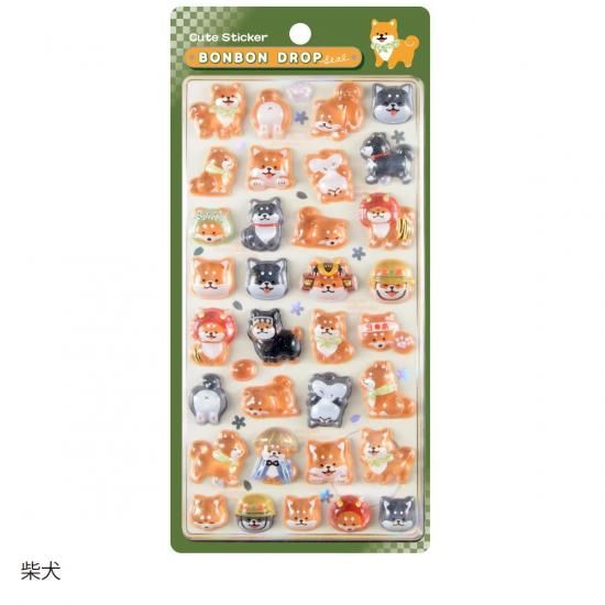 ネコポス対応】和柄・ボンボンドロップシール 柴犬 - クーリア