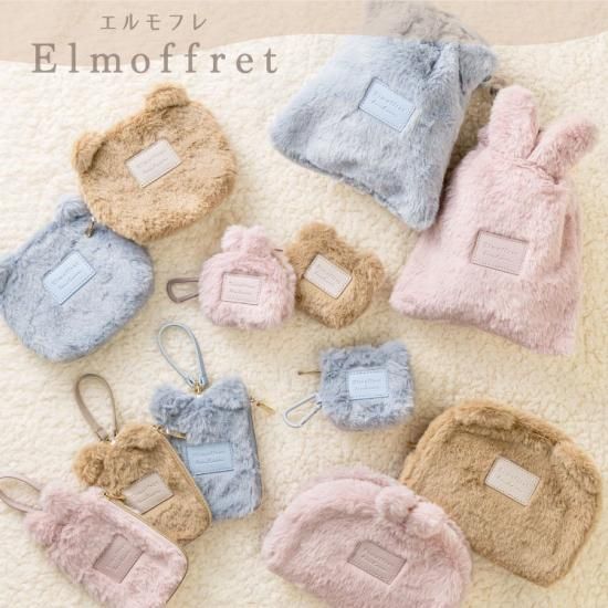 モモンガハウス（猫柄・ピンク）ボアピンク ポーチ 2000円 モモンガ