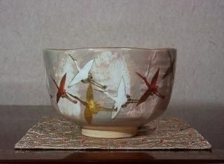 京焼・清水焼 手塚大示窯作 御題金蘭手 大福茶碗 共箱 古物。