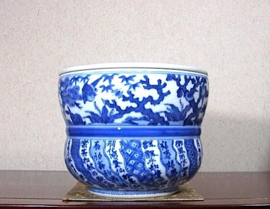 北村賀善作 染め付清水焼大皿 北村賀善作 染め付清水焼大皿 清水焼の