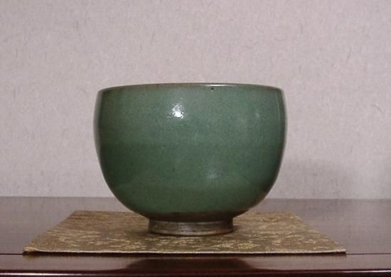 珍品 最上手「金蘭花唐草瑠璃釉のころ茶碗」 無傷 本物保証 ぼて
