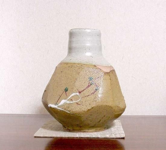 神勝寺焼 陶津窯 藤本明成（三代）作 花瓶 共箱 無傷