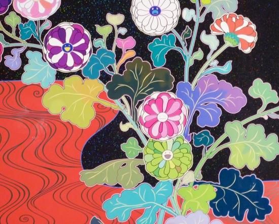 村上隆「澗声 光琳 赤い河」絵画 額付 版画 - ギャラリーボヤージュ