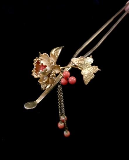 アンティーク 時代物 ウラン 和ガラス かんざし 簪 球体 江戸ガラス