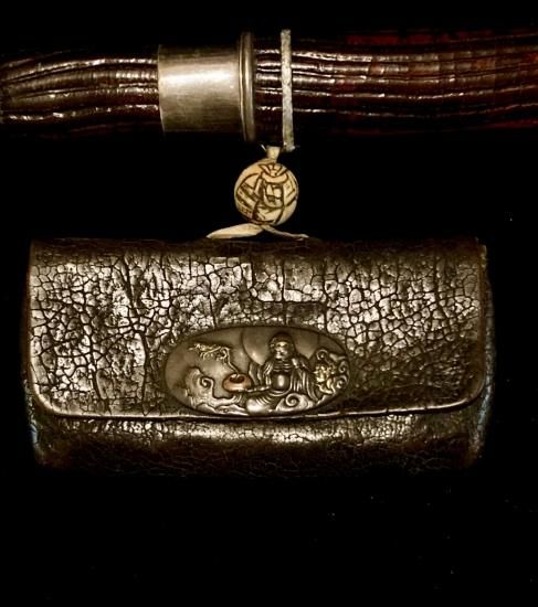 煙草入／龍前金具／龍彫煙管／極上美品饅頭根付／在銘菊川