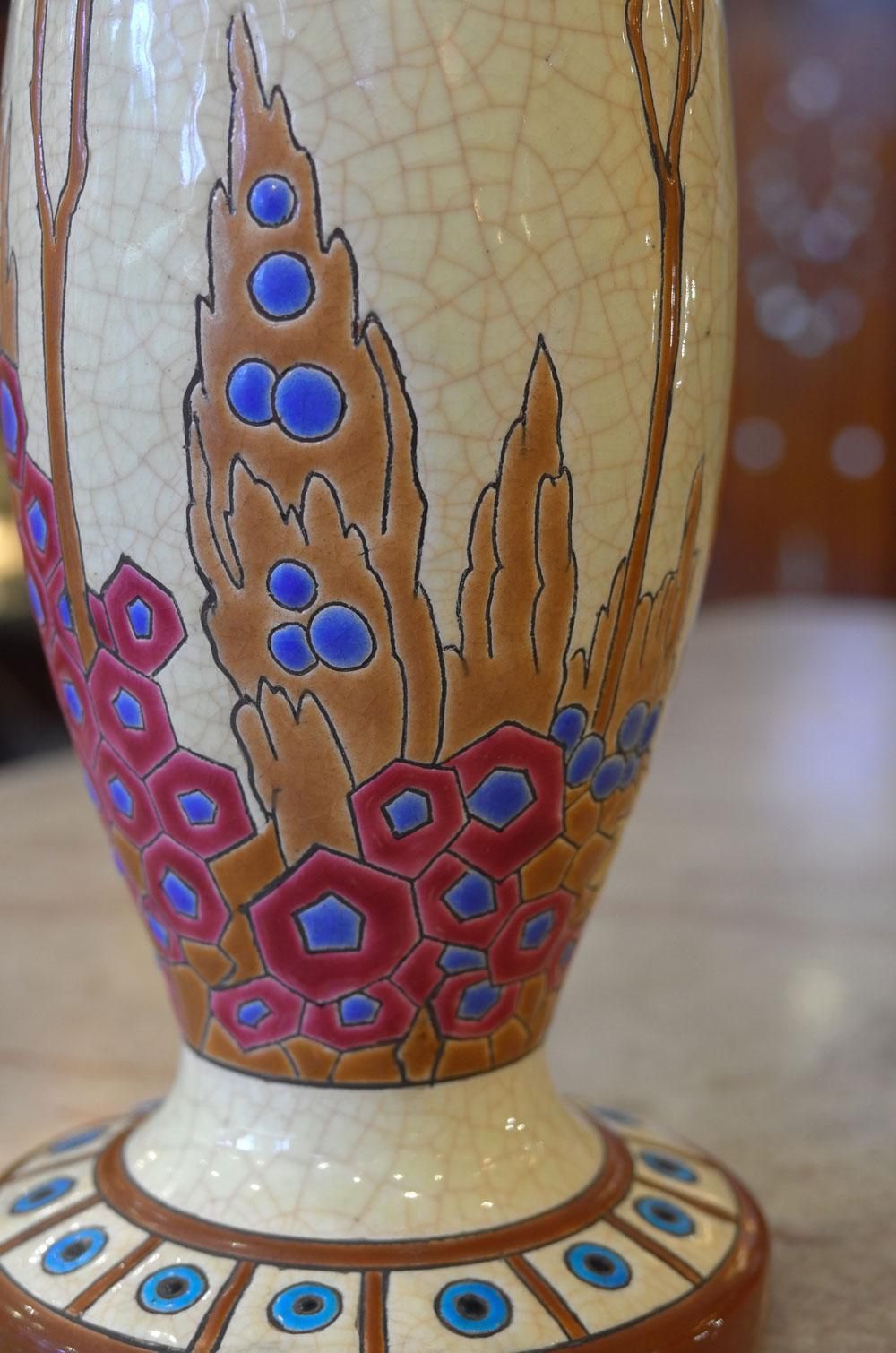 希少 フランス ヴィンテージ Longwy ロンウィ 花瓶 フラワーベース