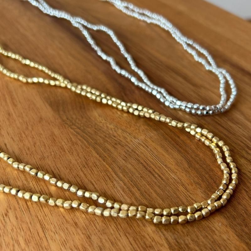 fog linen work】ビーズネックレス/ブラス・シルバー - hina®～盛岡の