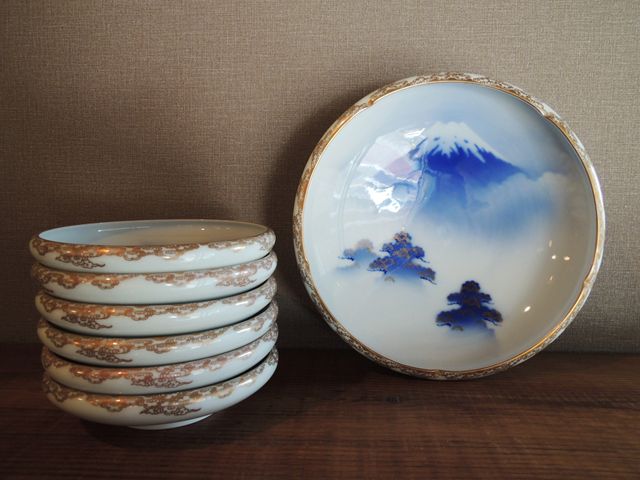 深川製磁・富士山染付皿セット - 倉敷 こきーゆ