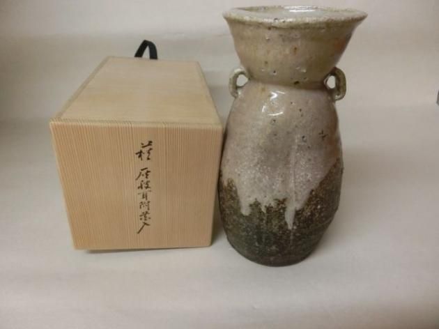 萩灰被耳付花入 14代坂倉新兵衛 - 茶道具きよ川［茶器・茶道具・掛け軸