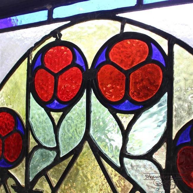 英国アンティークステンドグラス窓枠/ガラスウィンドウ/建具(84-212-7