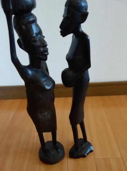 て35◇特大92cm アフリカ 朽木 木彫り人形 プリミティブアート て35