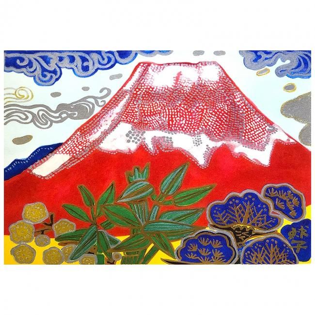 F10号)片岡球子【富士】肉筆/表サイン有り/裏シール有り/岩彩 F10