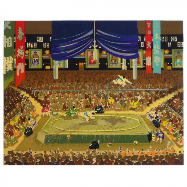 真作ヒロ・ヤマガタフォーシティー東京相撲 シルクスクリーン ゴールド