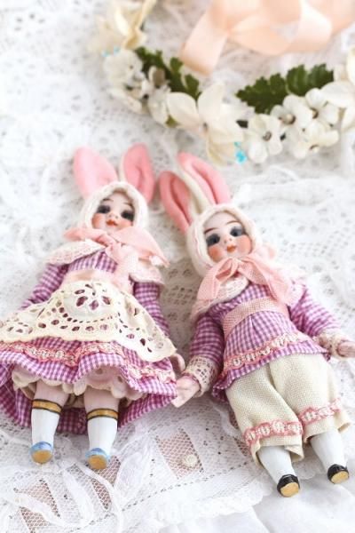 ドイツの子 ペアセット ヴィンテージのミニチュア ドールハウス 人形の