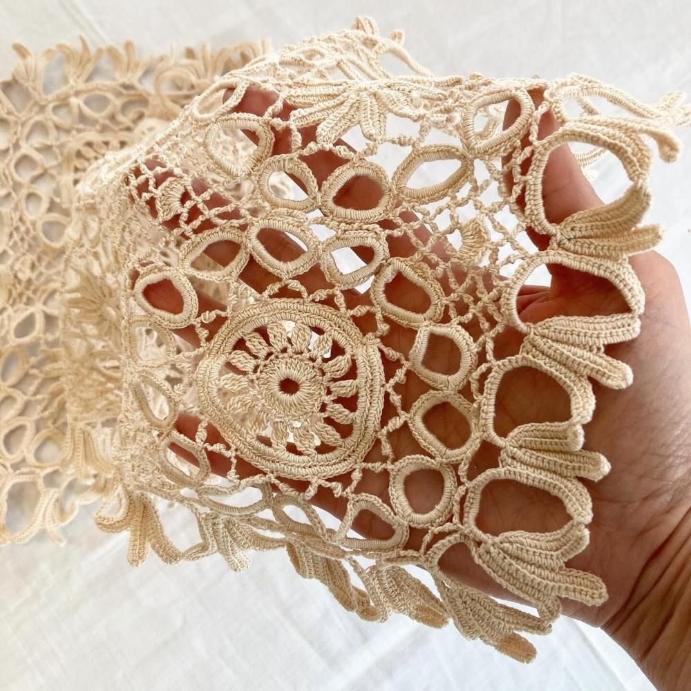 アンティーク ミラネーゼレース クレマチス メッシュの花びら オーバル