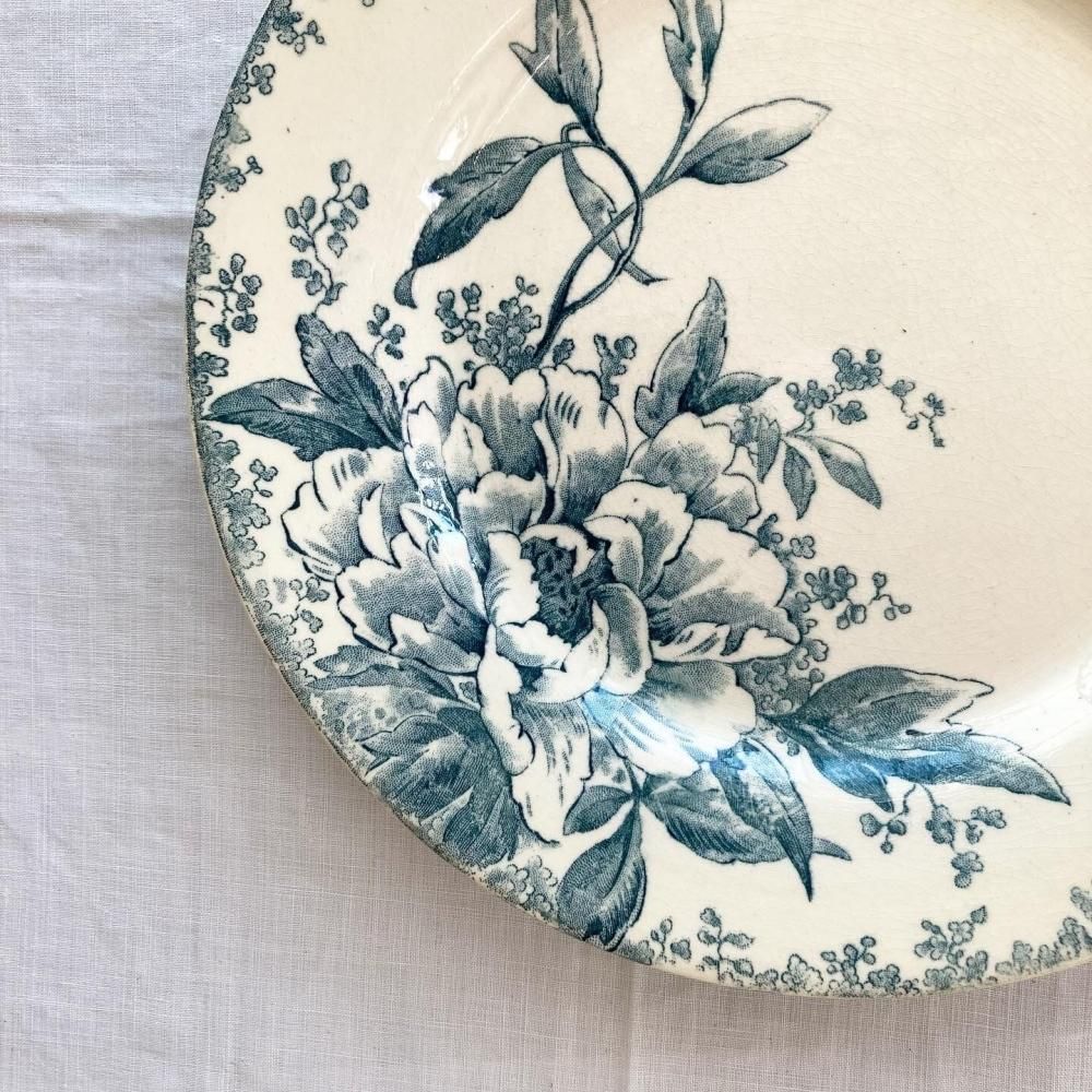 フランスアンティーク Gien ジアン フォンドブルー ルネッサンス