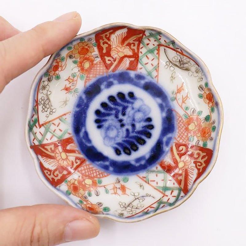 伊万里焼 手描き色絵豆皿 明治大正アンティーク