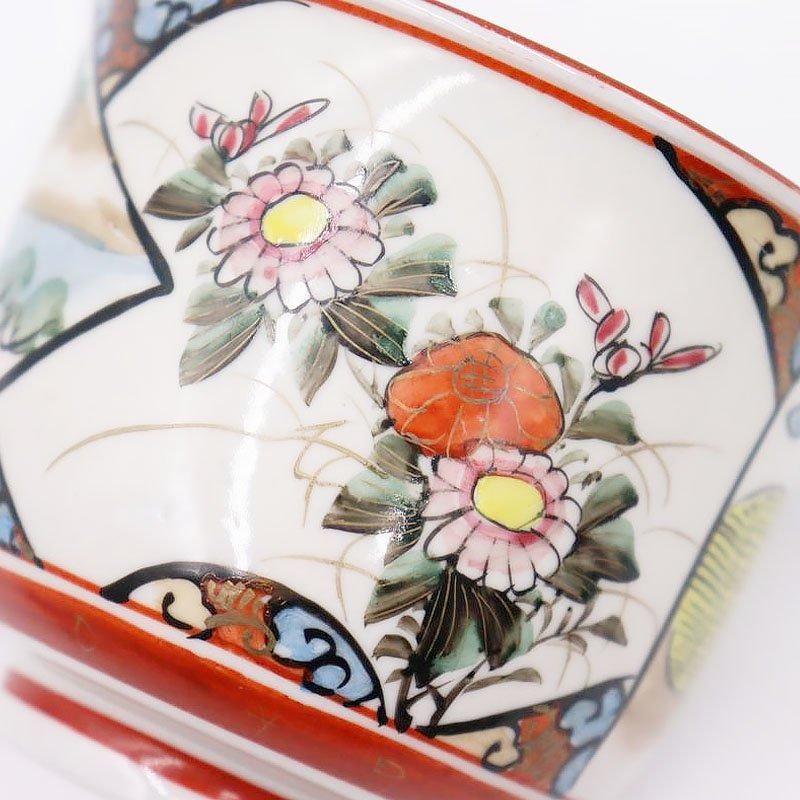 大正時代の九谷焼アンティーク湯呑み-恵比須・大黒柄