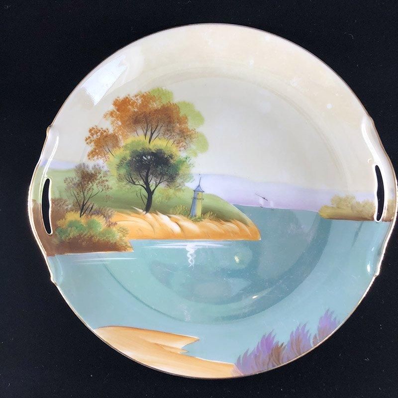 レアなオールドノリタケ湖畔風景プレート