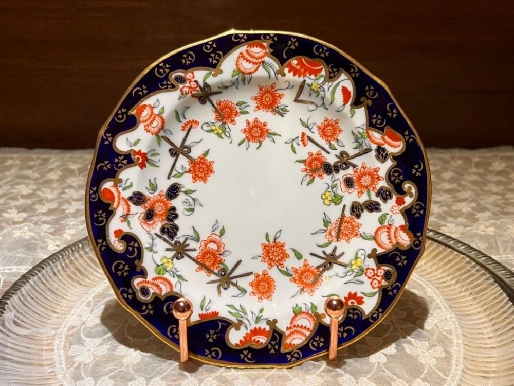 オールドノリタケアールデコ手書き花柄文様の黄色いプレート皿MーJAPAN印