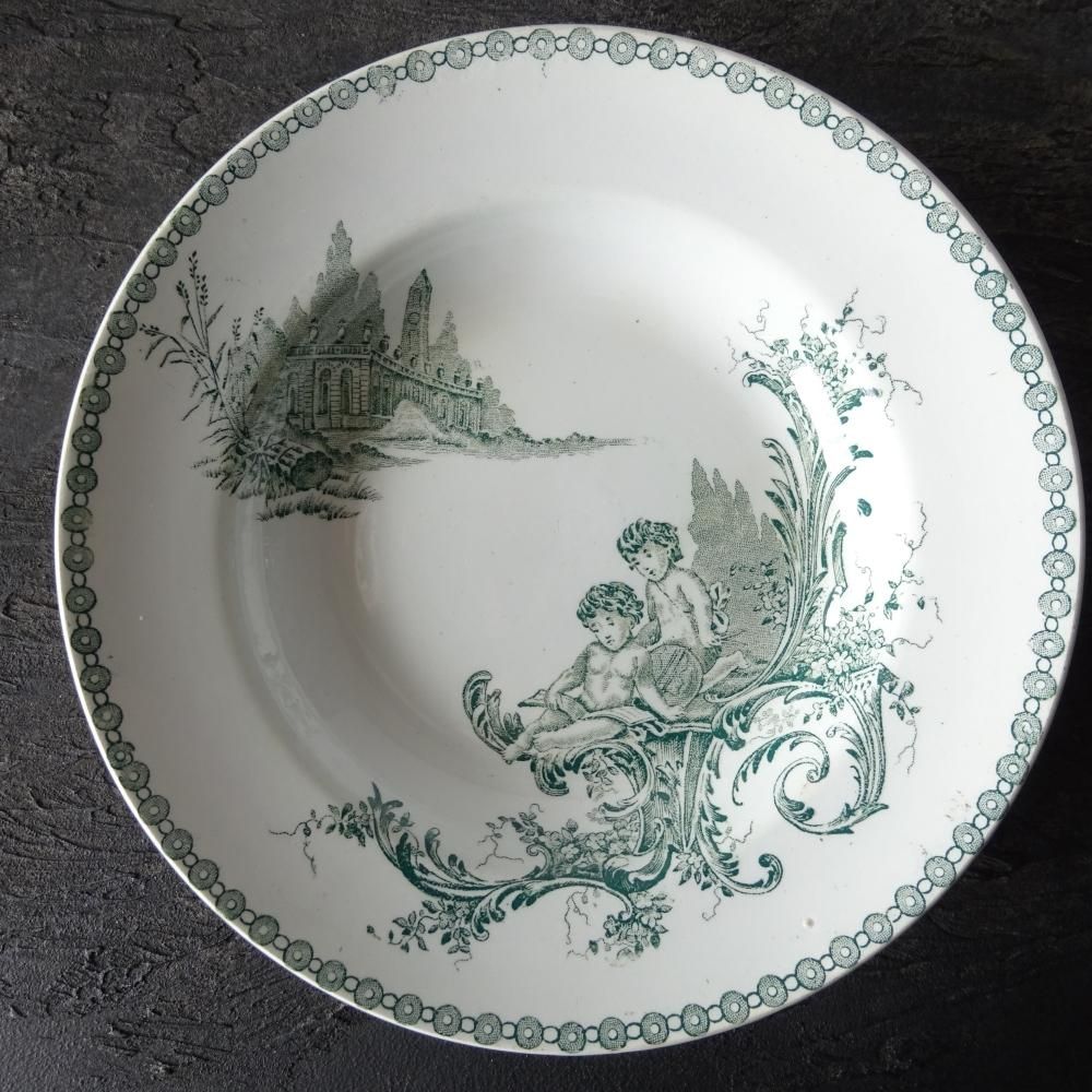 アメリカンアンティーク、フォストリア社 ロマンス レアな深皿 25cm