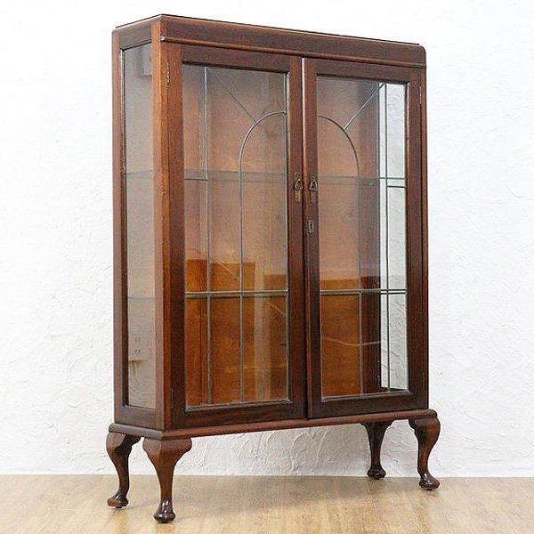 重厚な英国製アンティーク マホガニーコレクションキャビネット