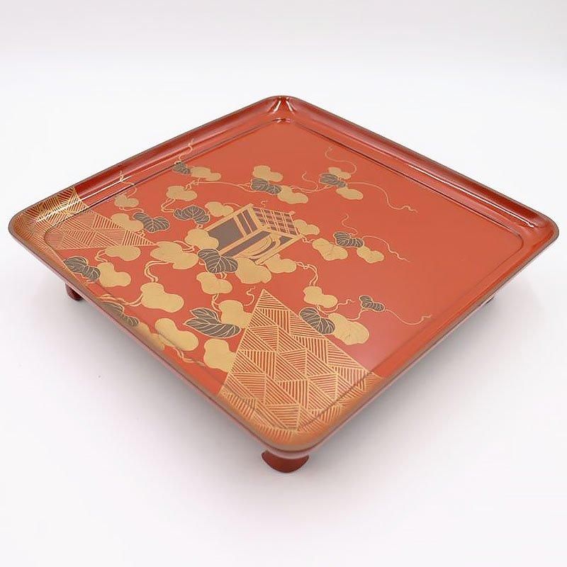 アンティーク 漆塗り脚付膳 朱塗り 金銀蒔絵 和モダン