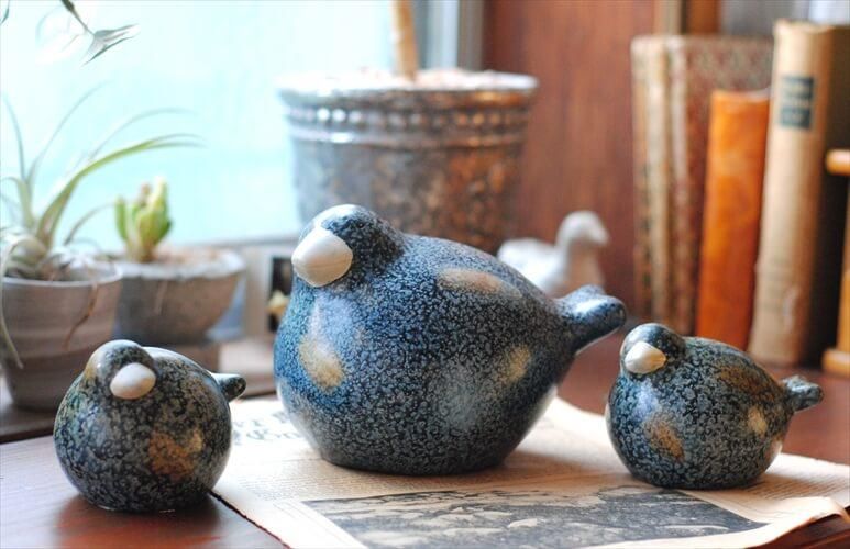 花と鳥の模様 陶器 壺2個セット蓋付き ドイツ製 GILDE かわいい