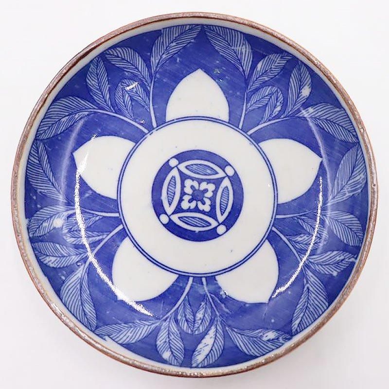 アンティーク 印判染付小皿 大正昭和レトロ藍色食器